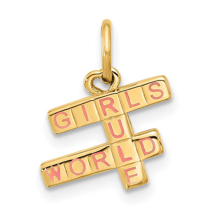 14K Yellow Gold Fancy "girls Rule World