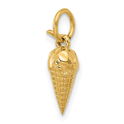 14K Yellow Gold Fancy Ice Cream Cone