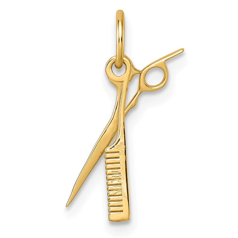 14K Yellow Gold Fancy Comb and Scissors Pendant