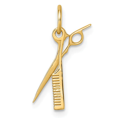 14K Yellow Gold Fancy Comb and Scissors Pendant