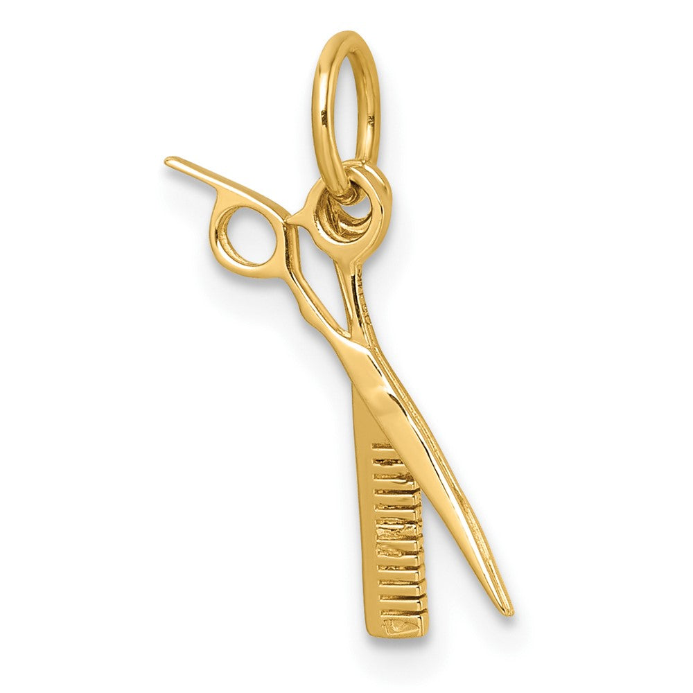 14K Yellow Gold Fancy Comb and Scissors Pendant
