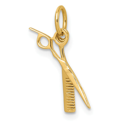 14K Yellow Gold Fancy Comb and Scissors Pendant