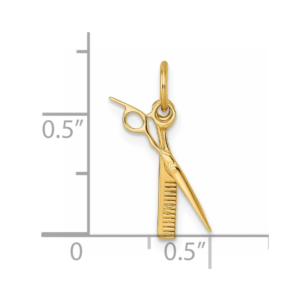 14K Yellow Gold Fancy Comb and Scissors Pendant