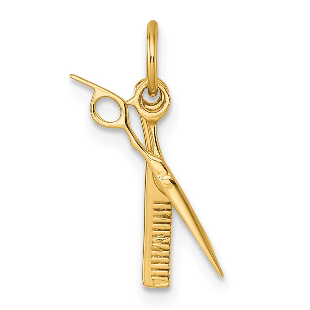 14K Yellow Gold Fancy Comb and Scissors Pendant