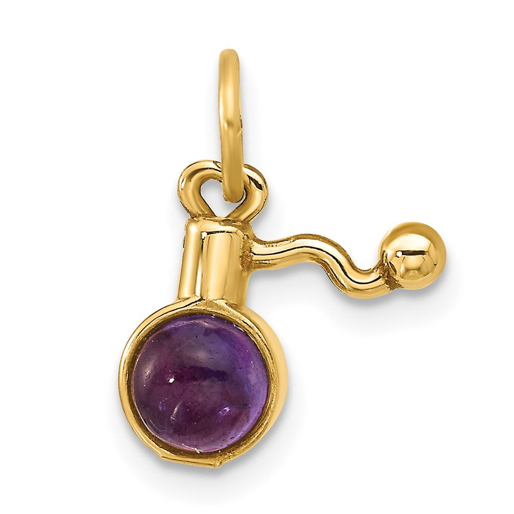 14K Yellow Gold Fancy Amethyst Cabochon Perfume Charm