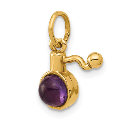 14K Yellow Gold Fancy Amethyst Cabochon Perfume Charm