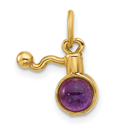 14K Yellow Gold Fancy Amethyst Cabochon Perfume Charm