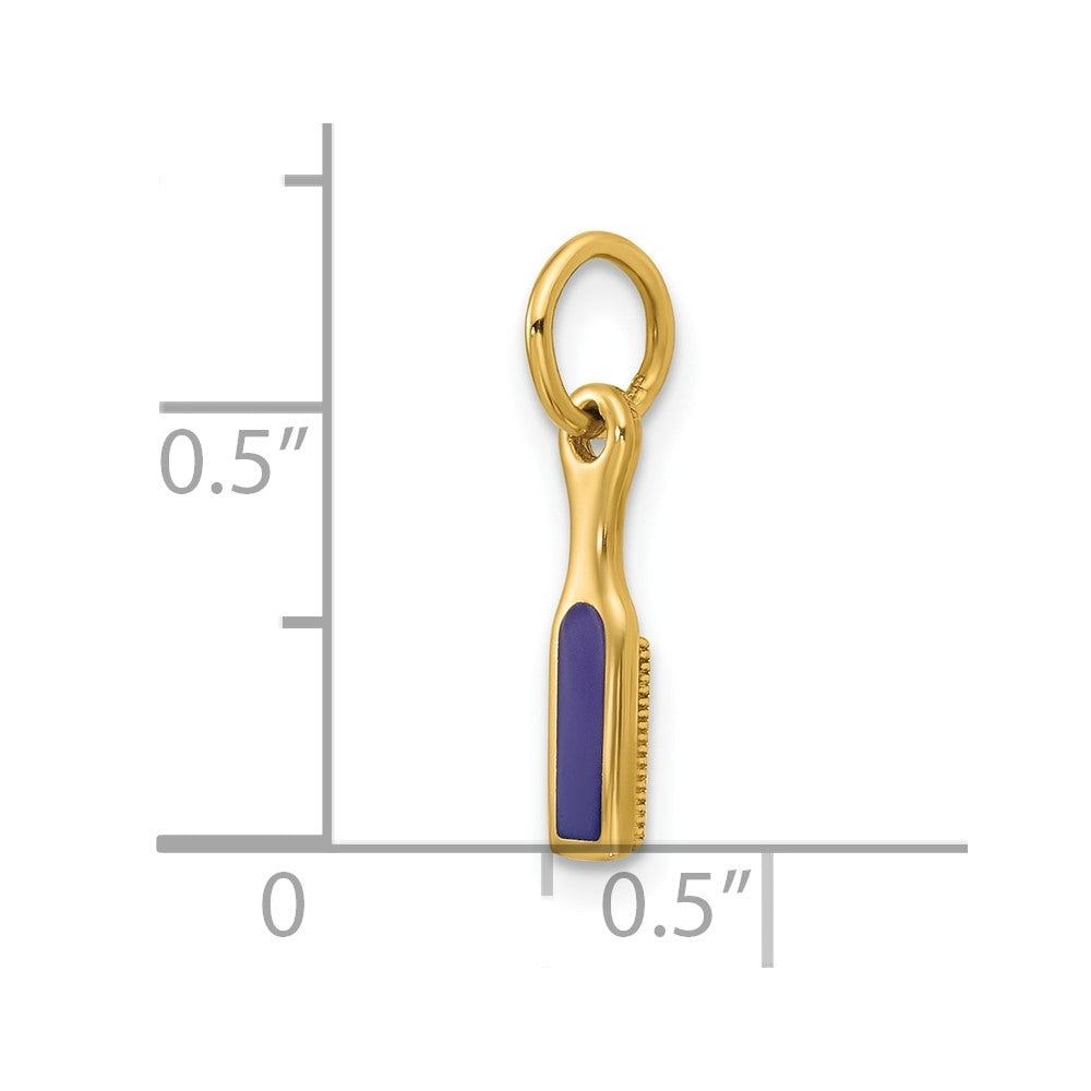 14K Yellow Gold Fancy Hairbrush Charm