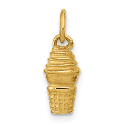 14K Yellow Gold Swirl Ice Cream Cone Charm
