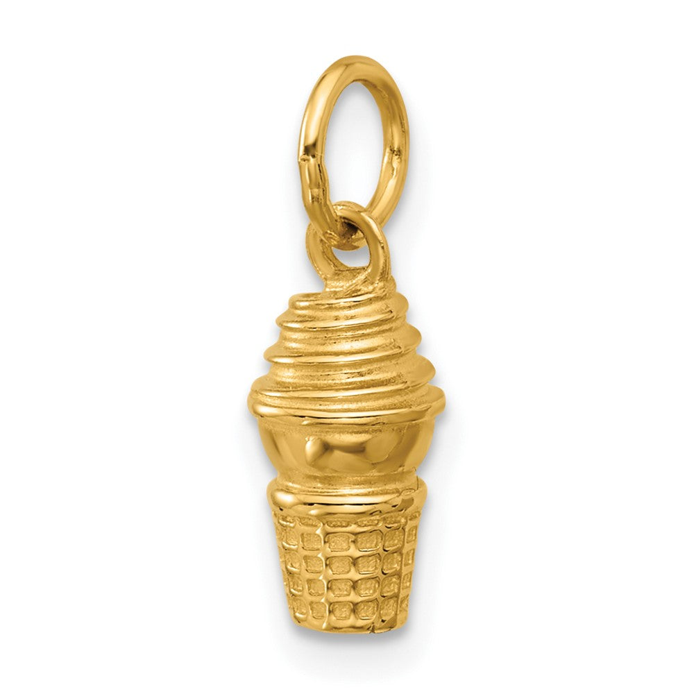 14K Yellow Gold Swirl Ice Cream Cone Charm