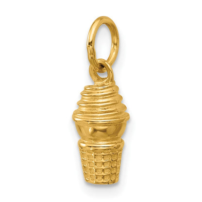 14K Yellow Gold Swirl Ice Cream Cone Charm