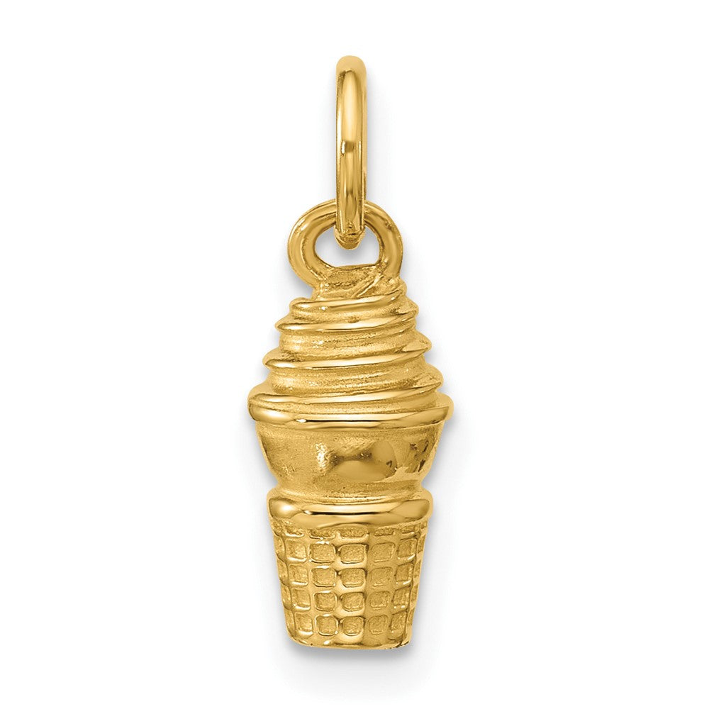 14K Yellow Gold Swirl Ice Cream Cone Charm