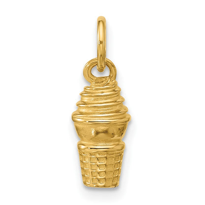 14K Yellow Gold Swirl Ice Cream Cone Charm