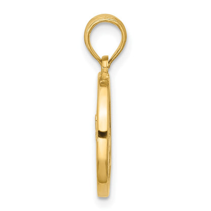 14K Yellow Gold Polished Round Capricorn Pendant
