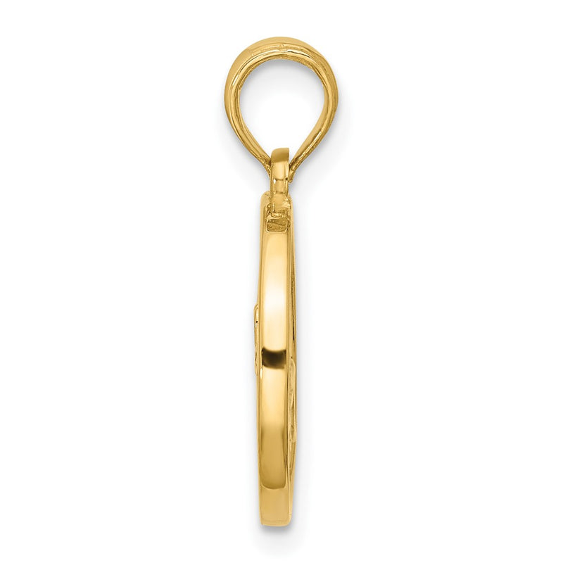 14K Yellow Gold Polished Round Capricorn Pendant