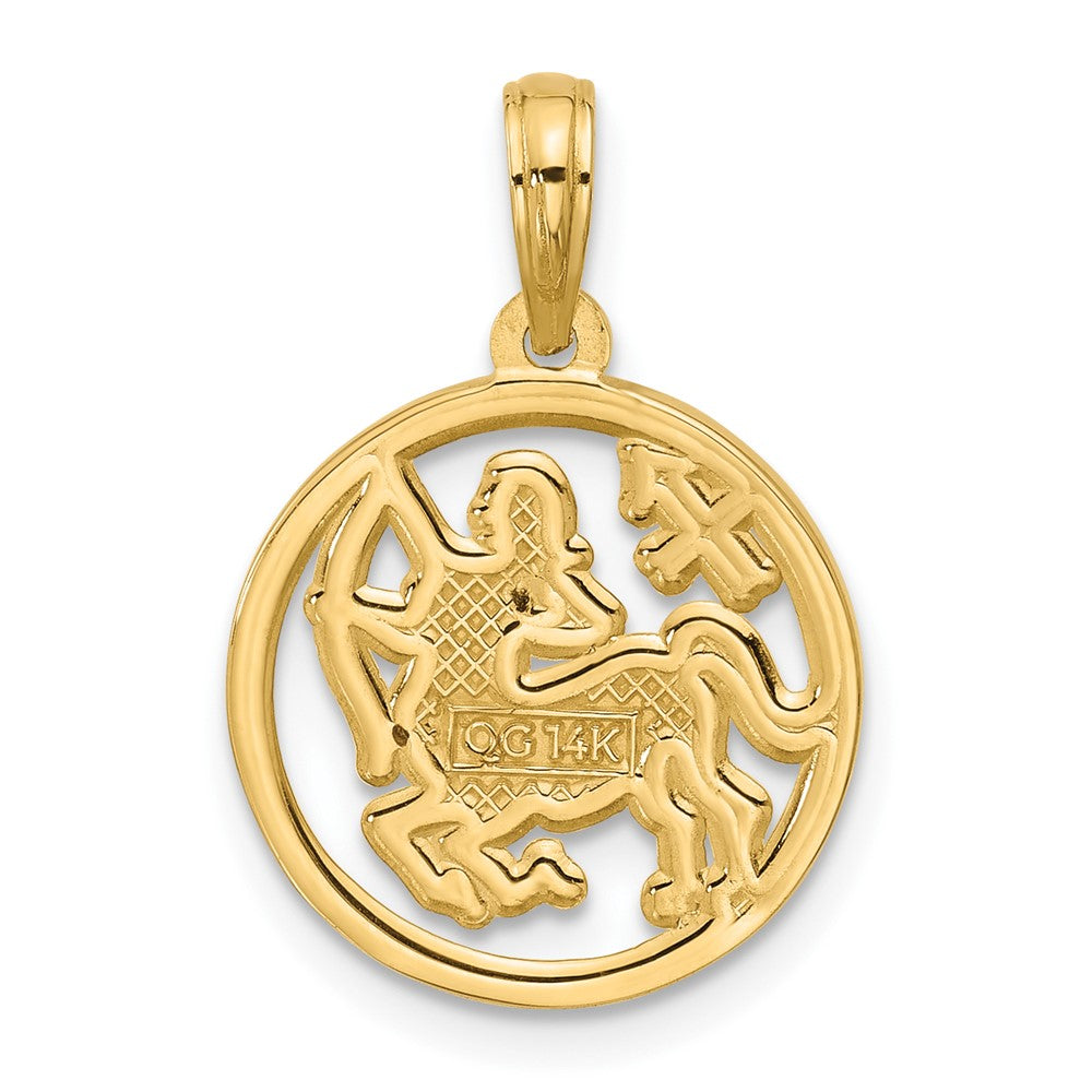 14K Yellow Gold Polished Round Sagittarius Pendant