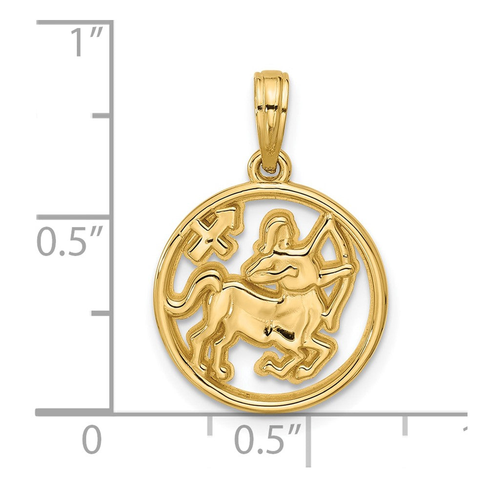 14K Yellow Gold Polished Round Sagittarius Pendant