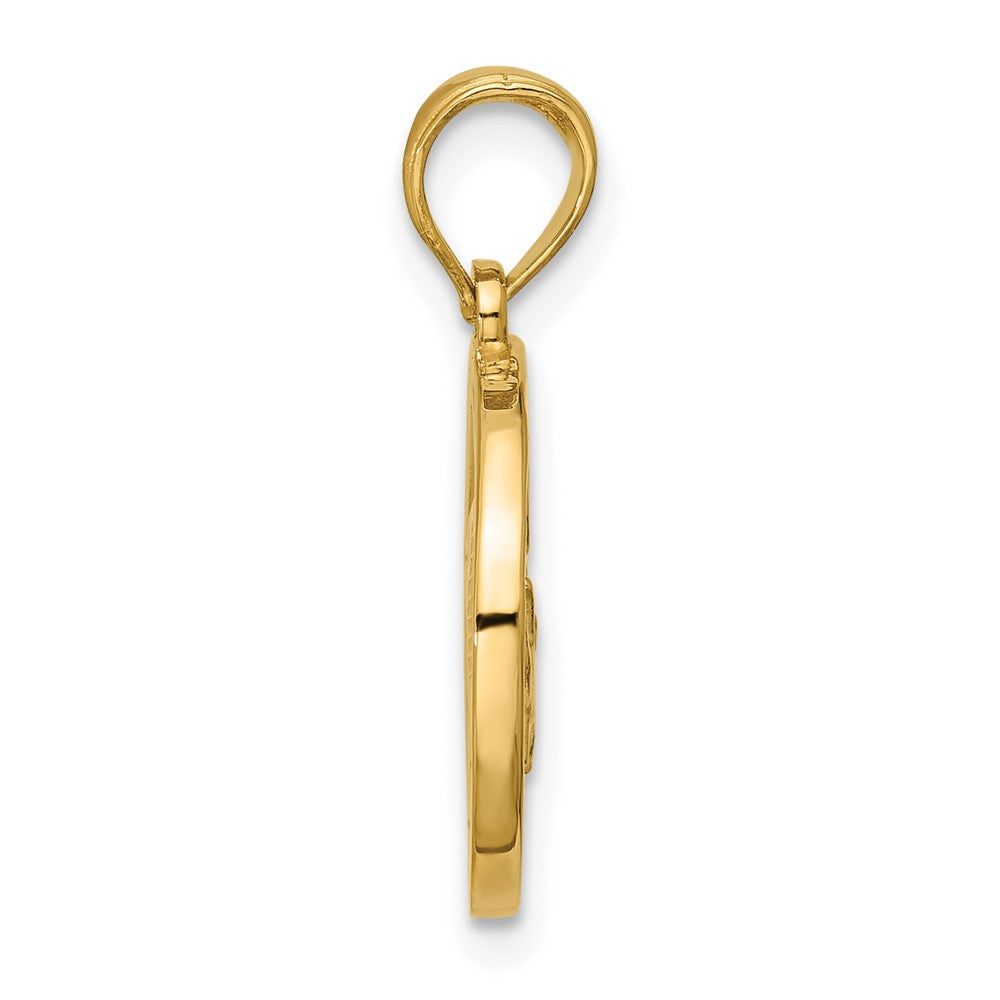 14K Yellow Gold Polished Round Taurus Pendant