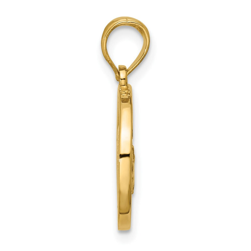 14K Yellow Gold Polished Round Taurus Pendant