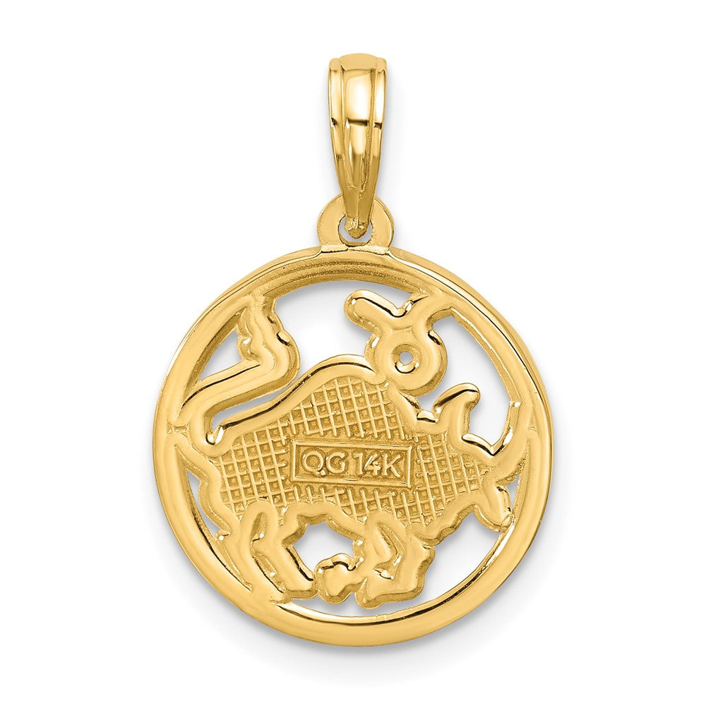 14K Yellow Gold Polished Round Taurus Pendant