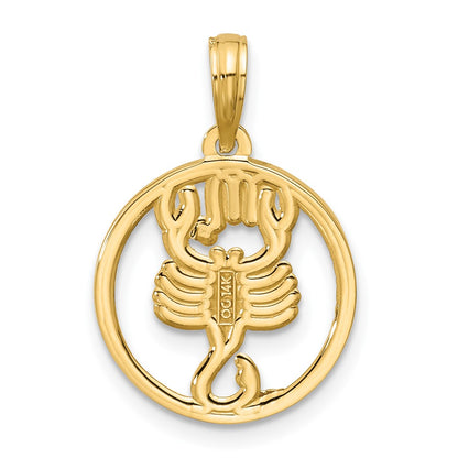 14K Yellow Gold Polished Round Scorpio Pendant