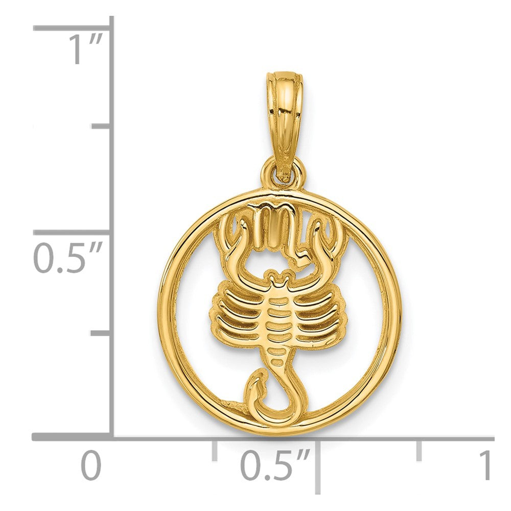 14K Yellow Gold Polished Round Scorpio Pendant