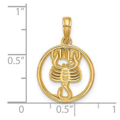 14K Yellow Gold Polished Round Scorpio Pendant