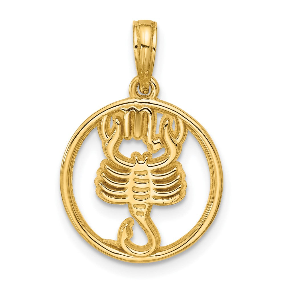 14K Yellow Gold Polished Round Scorpio Pendant