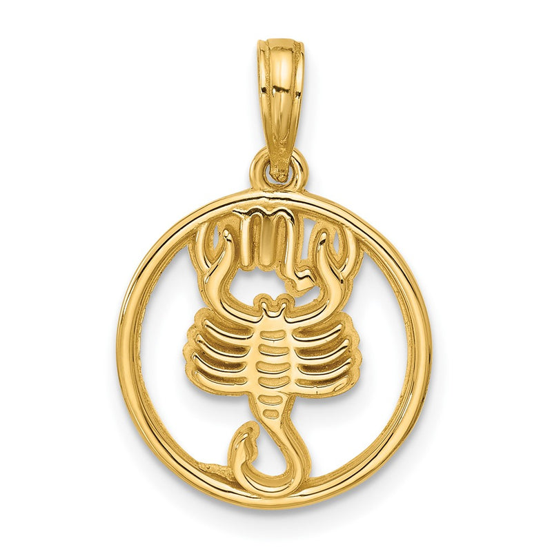 14K Yellow Gold Polished Round Scorpio Pendant
