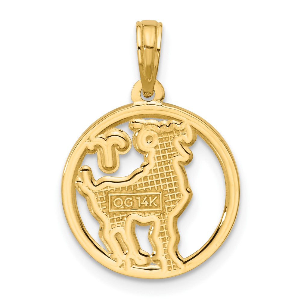 14K Yellow Gold Polished Round Aries Pendant