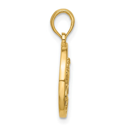 14K Yellow Gold Polished Round Cancer Pendant