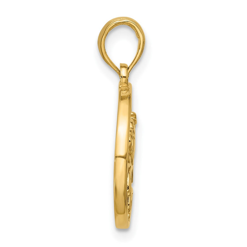 14K Yellow Gold Polished Round Cancer Pendant