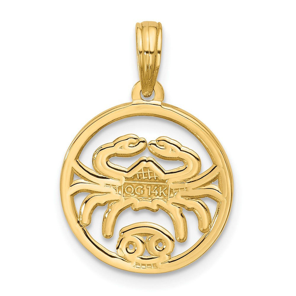 14K Yellow Gold Polished Round Cancer Pendant