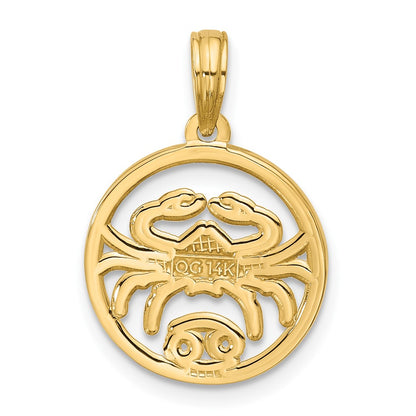 14K Yellow Gold Polished Round Cancer Pendant