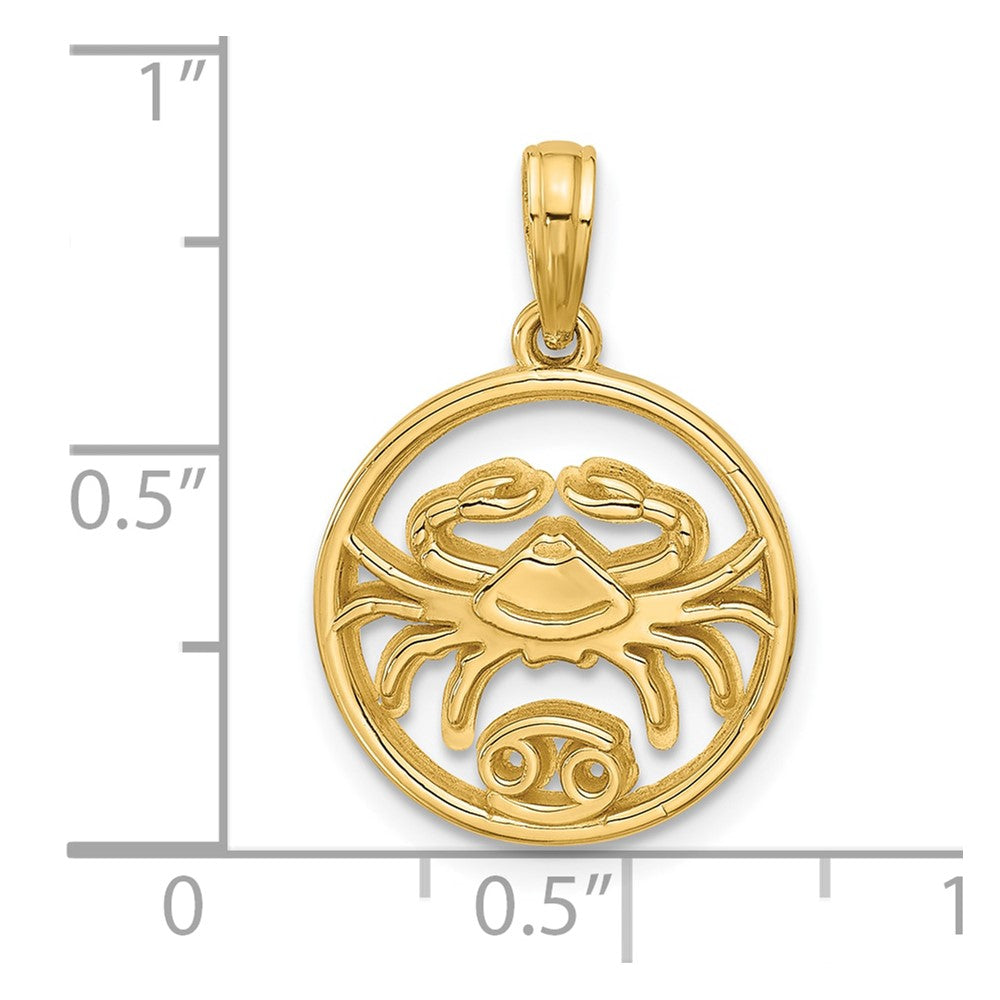 14K Yellow Gold Polished Round Cancer Pendant