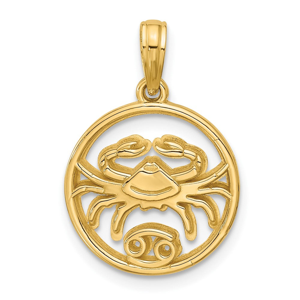 14K Yellow Gold Polished Round Cancer Pendant