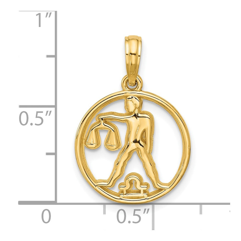 14K Yellow Gold Polished Round Libra Pendant