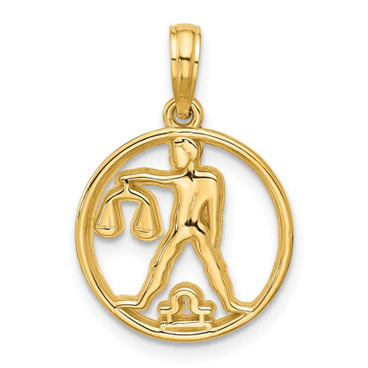 14K Yellow Gold Polished Round Libra Pendant
