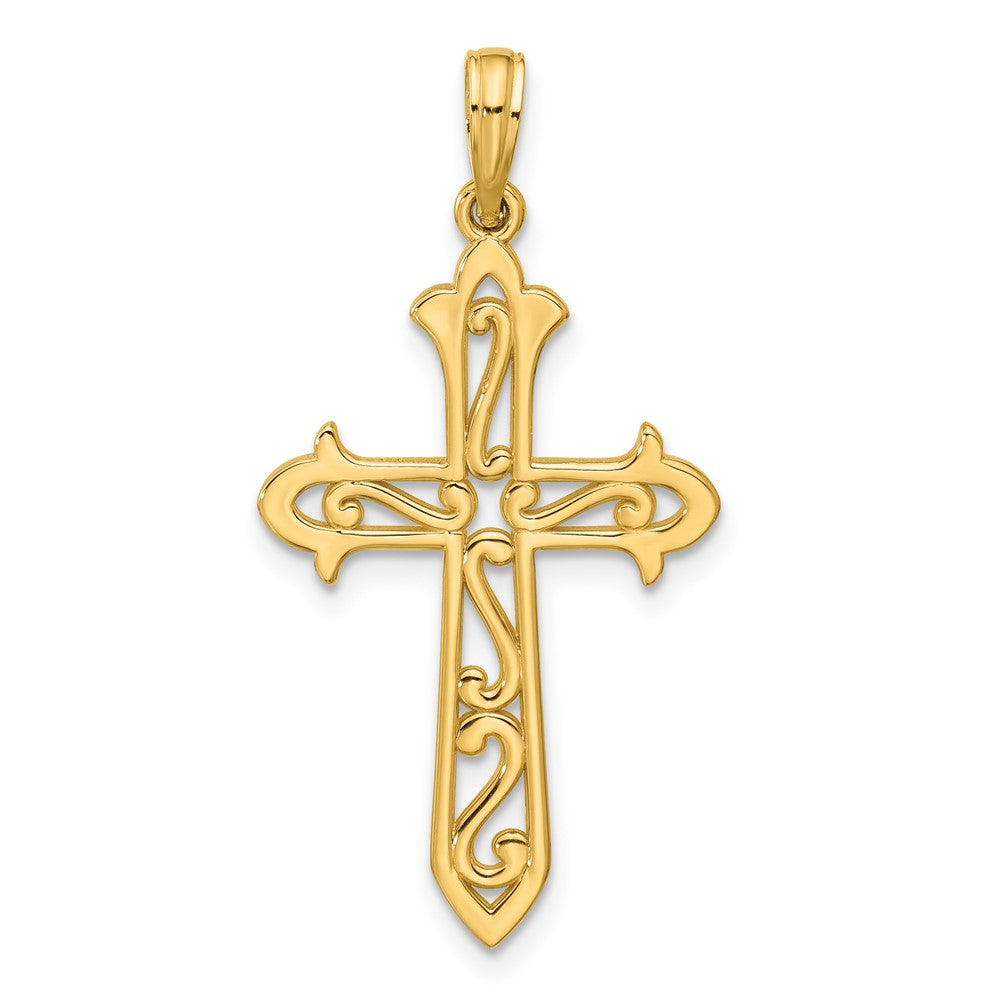 14K Yellow Gold Polished Cross Pendant