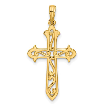 14K Yellow Gold Polished Cross Pendant