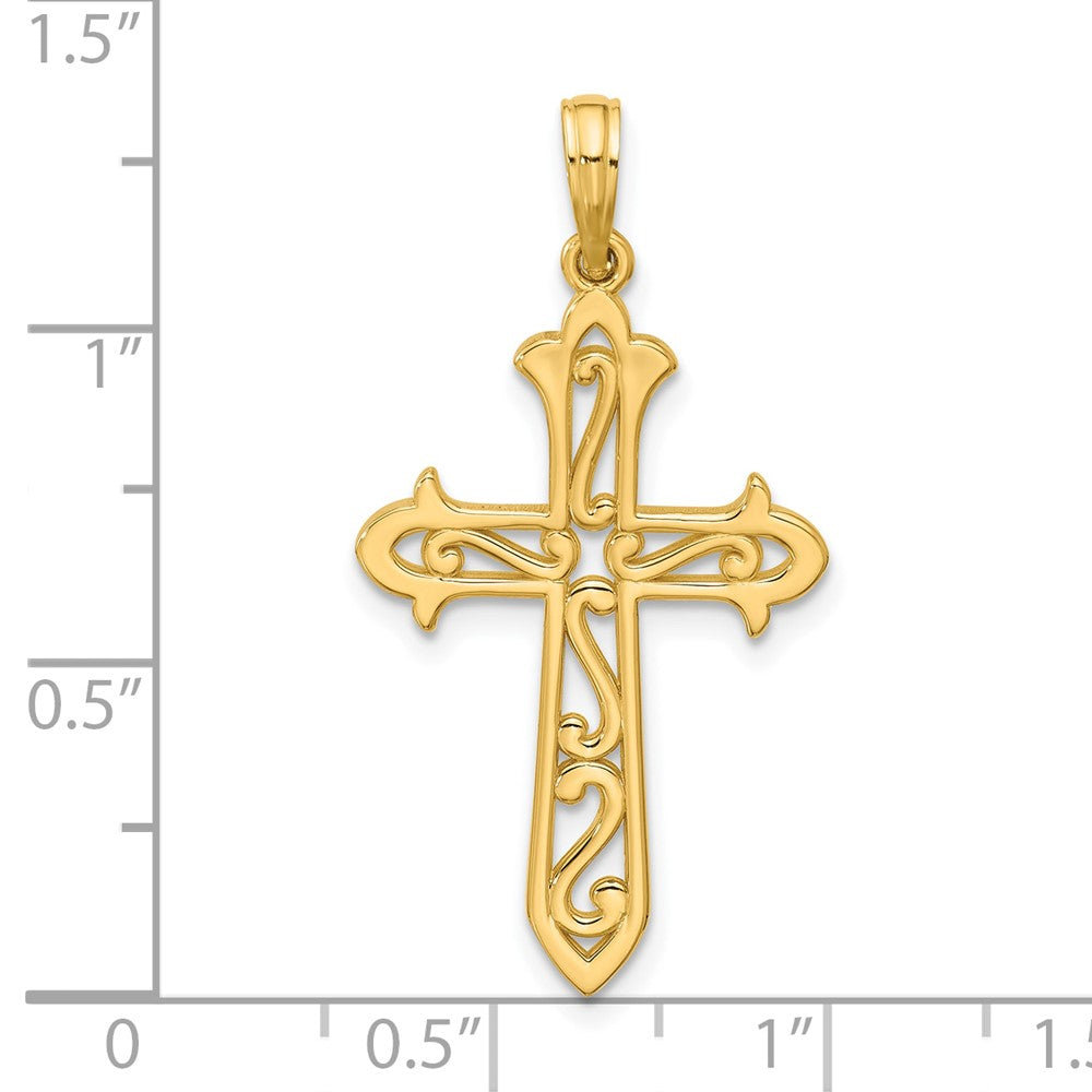 14K Yellow Gold Polished Cross Pendant