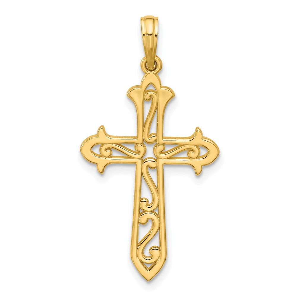 14K Yellow Gold Polished Cross Pendant