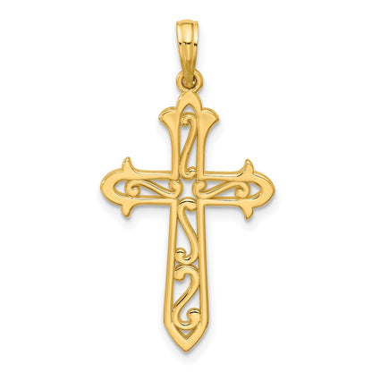 14K Yellow Gold Polished Cross Pendant