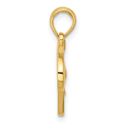 14K Yellow Gold Polished Blow Dryer and Curl Brush Pendant