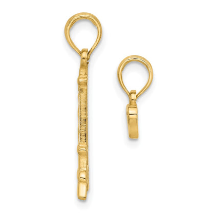 14K Yellow Gold Polished and Satin Eiffel Tower with Separate Heart Pendant Set