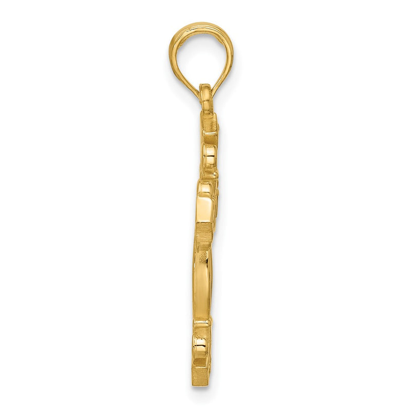 14K Yellow Gold Polished Fancy Textured Cross Pendant