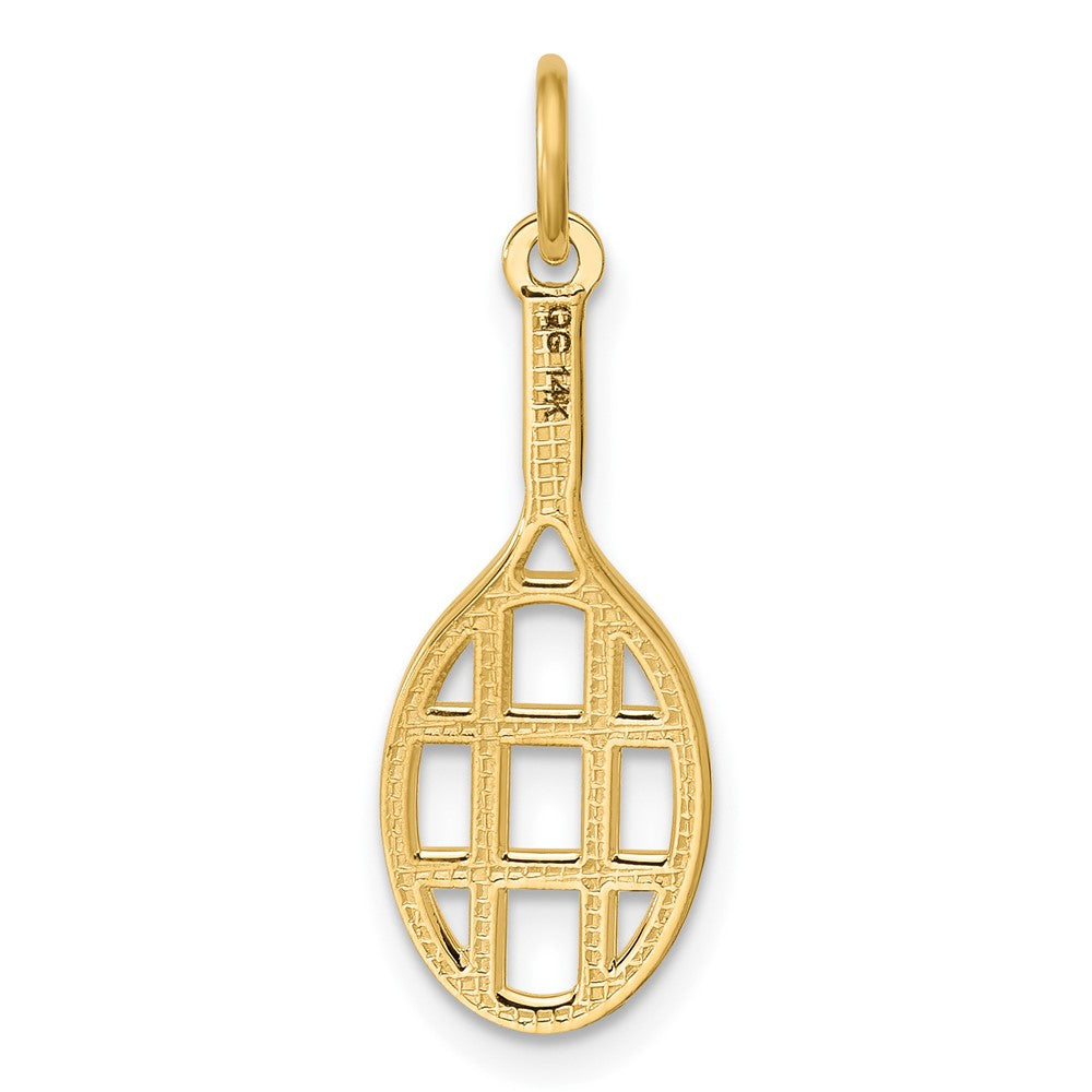 14K Yellow Gold Polished Tennis Racket Pendant