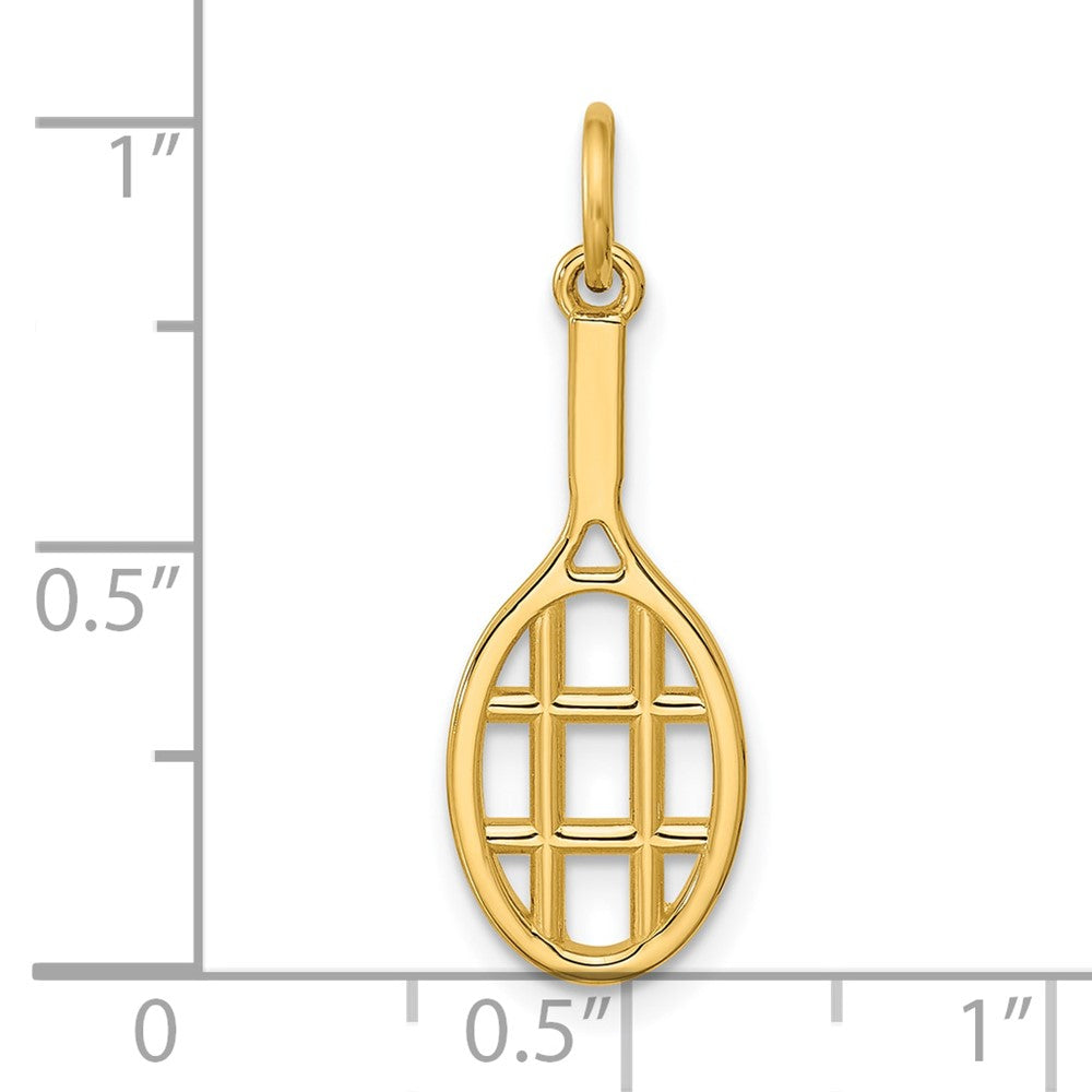 14K Yellow Gold Polished Tennis Racket Pendant
