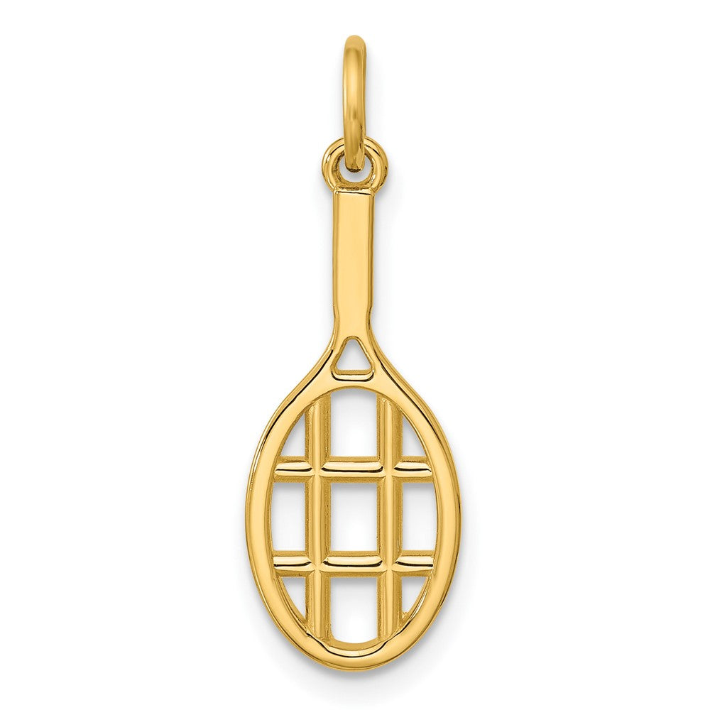14K Yellow Gold Polished Tennis Racket Pendant