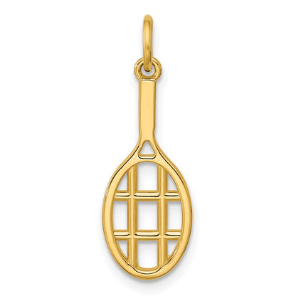 14K Yellow Gold Polished Tennis Racket Pendant